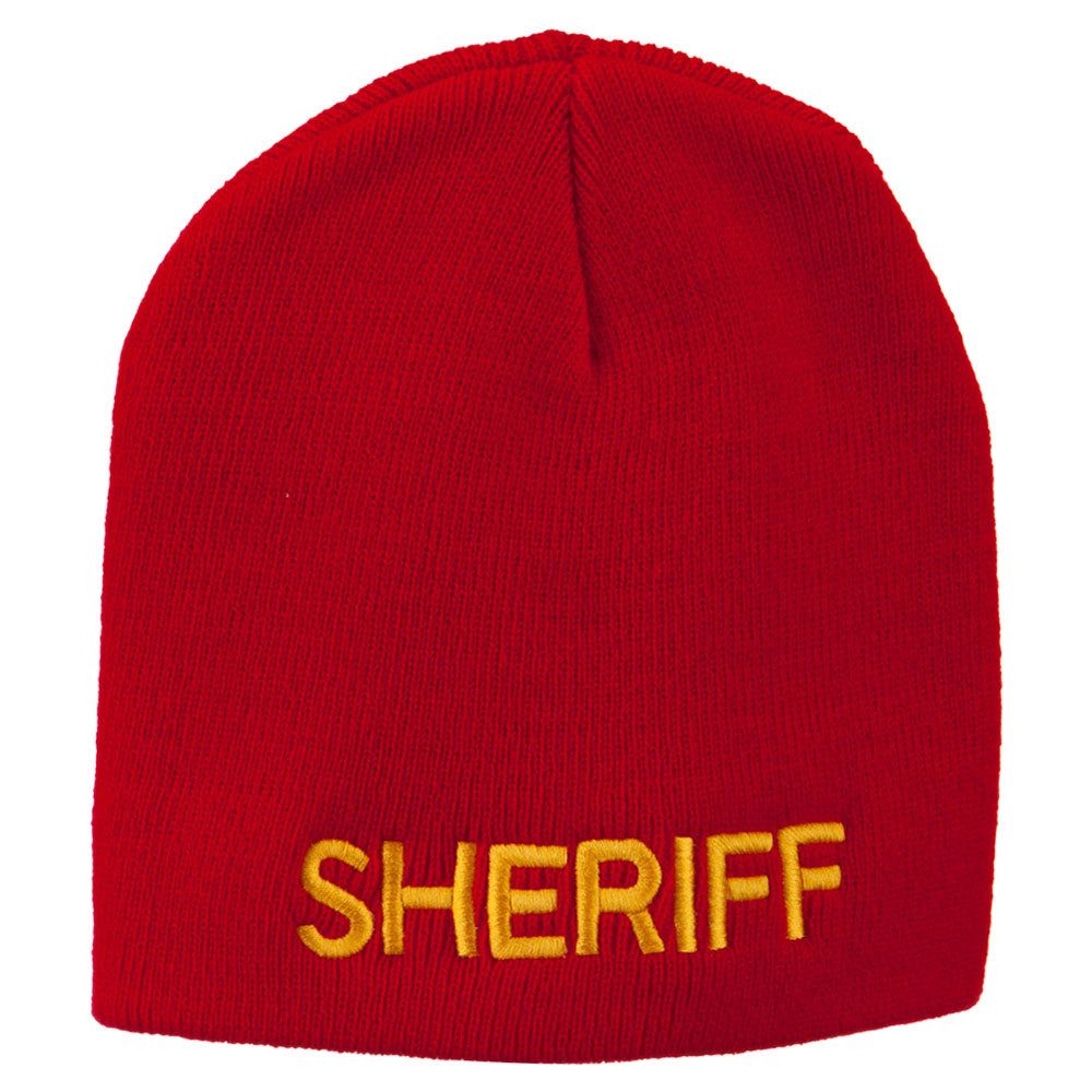 Sheriff Military Embroidered Beanie - Red OSFM