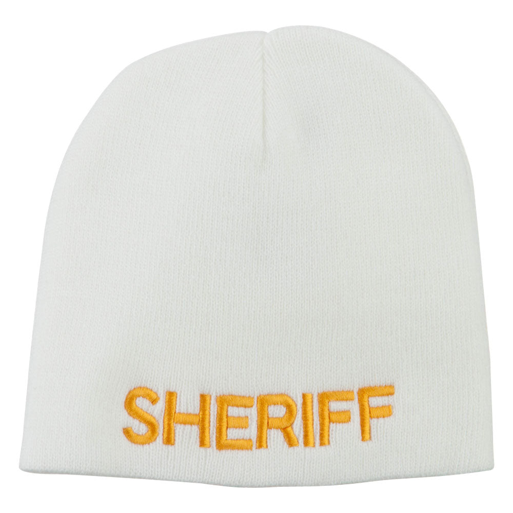 Sheriff Military Embroidered Beanie - White OSFM