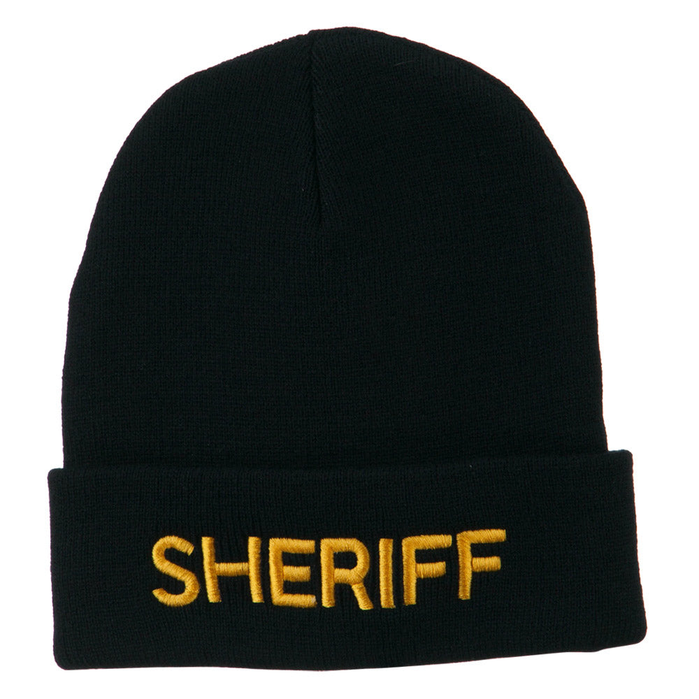Sheriff Military Embroidered Long Cuff Beanie - Navy OSFM