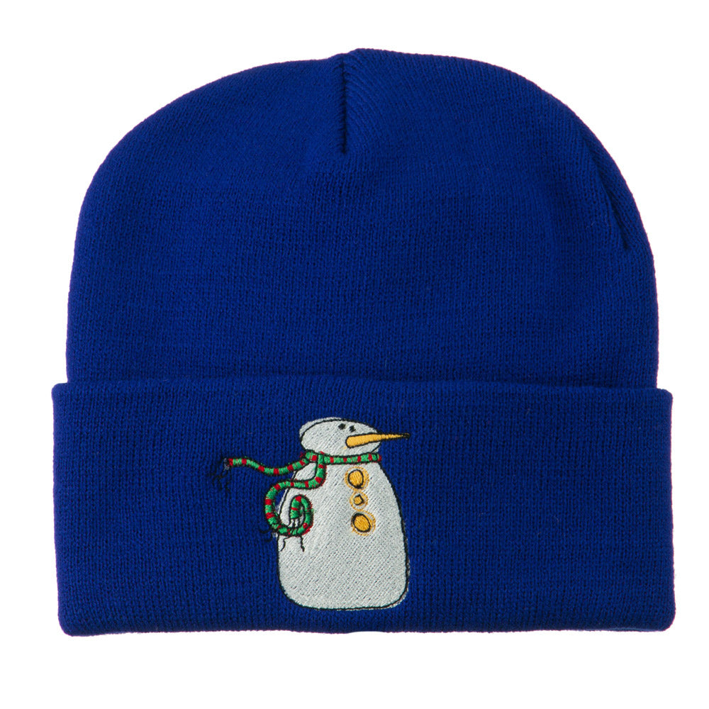 Snowman with Scarf Embroidered Cuff Beanie - Royal OSFM