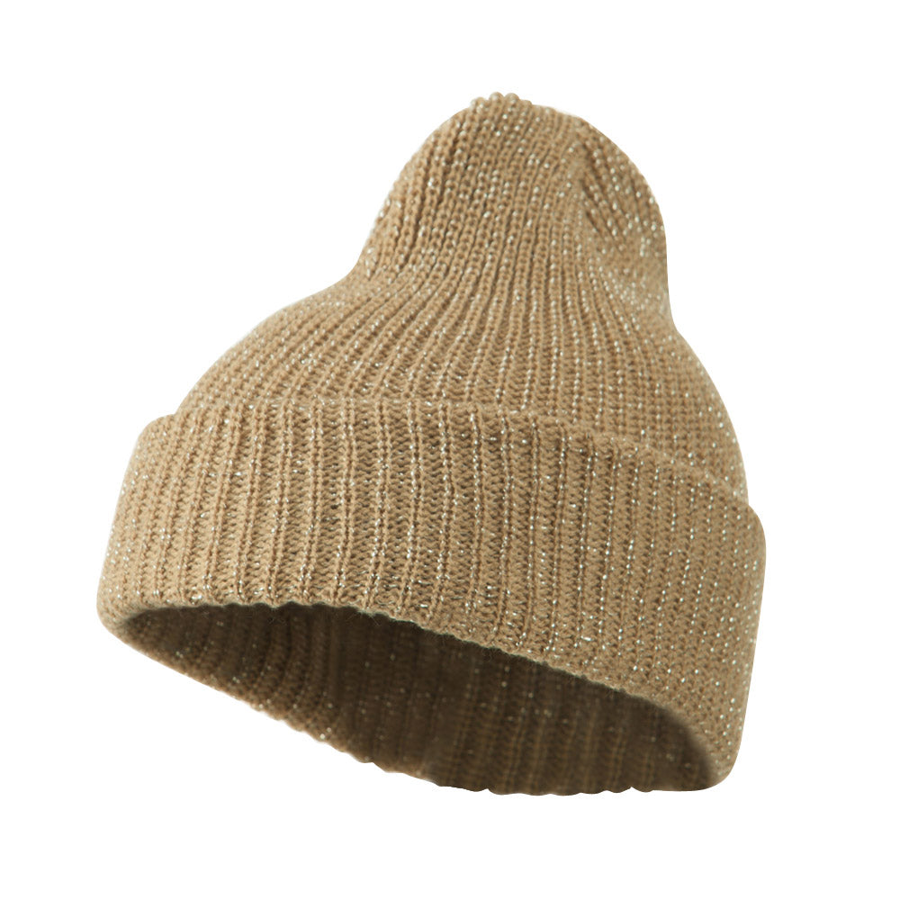 Sparkle Knitted Cuff Beanie - Sand OSFM