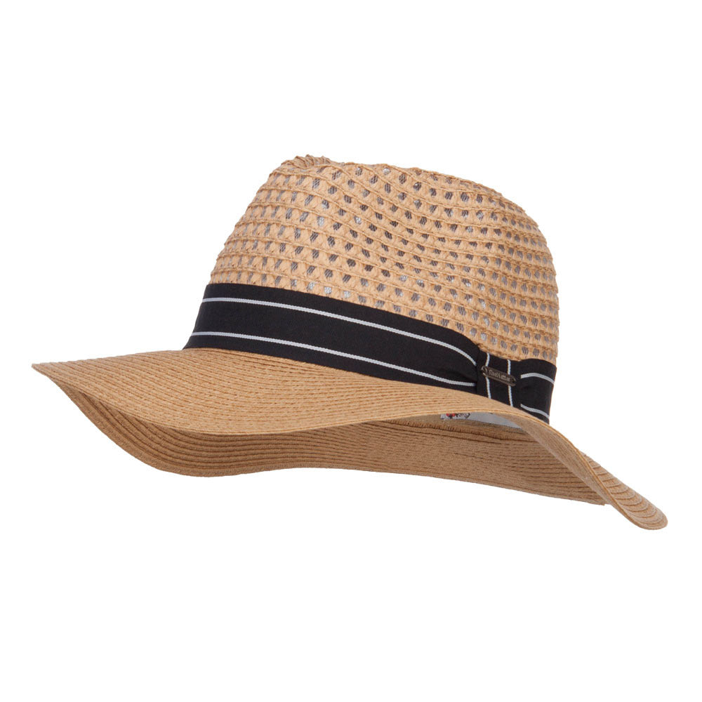 Striped Band Paper Panama Hat - Natural OSFM