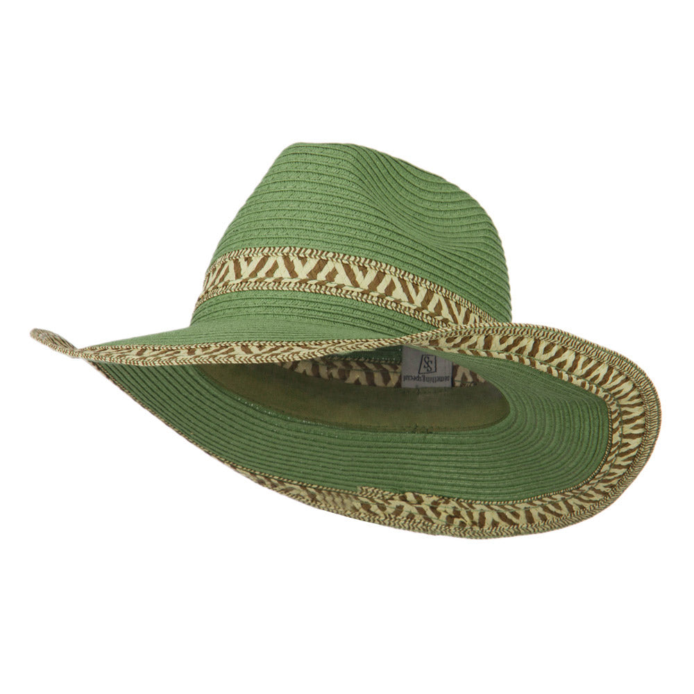 Paper Sewn Braid Designed Cowboy Hat - Sage OSFM