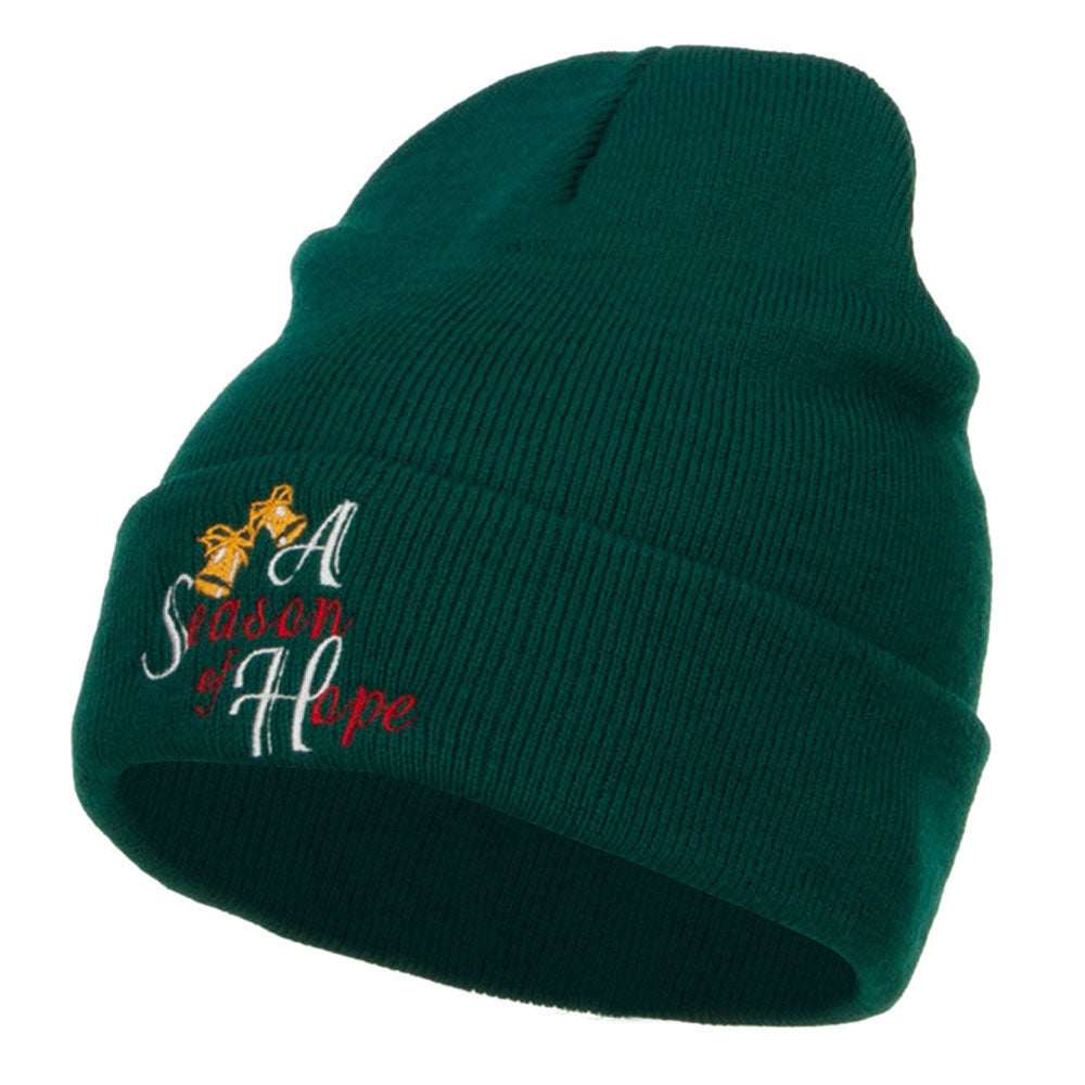 Season of Hope Embroidered Long Beanie - Dk Green OSFM