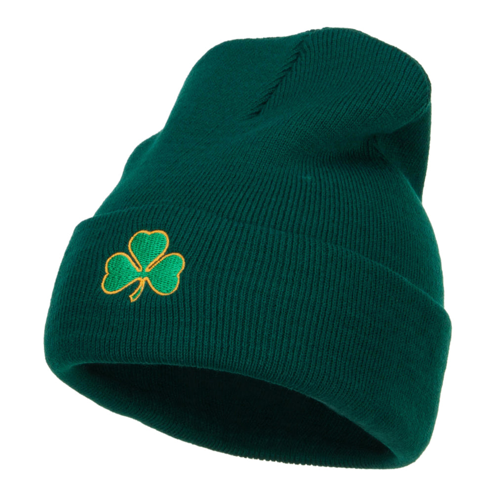 St Patrick&#039;s Three Clover Embroidered Long Beanie - Dk Green OSFM