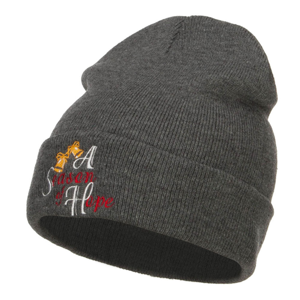 Season of Hope Embroidered Long Beanie - Dk Grey OSFM