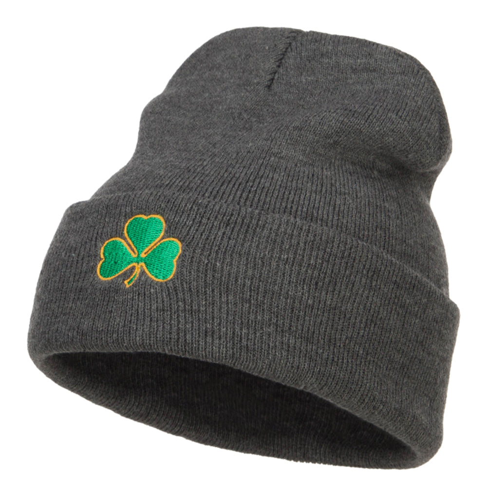 St Patrick&#039;s Three Clover Embroidered Long Beanie - Dk Grey OSFM