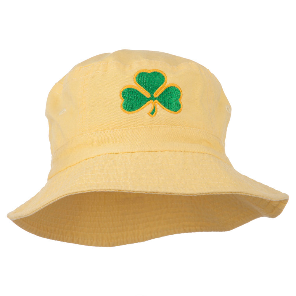 Saint Patrick&#039;s Day Clover Embroidered Bucket Hat - Yellow OSFM