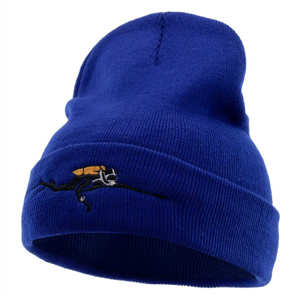 Scuba Diving Embroidered 12 Inch Long Kintted Beanie - Royal OSFM