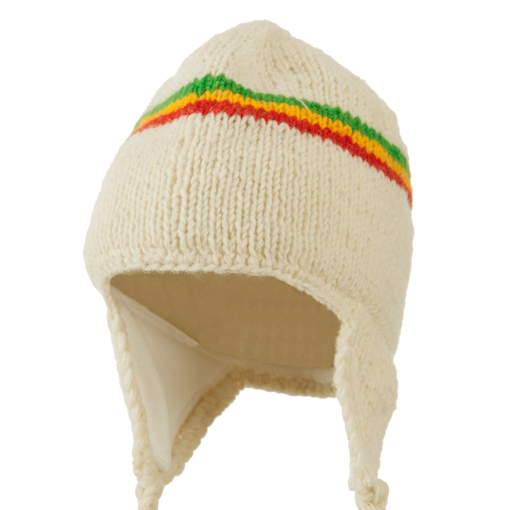 Solid RGY Jaquard Beanie - White OSFM