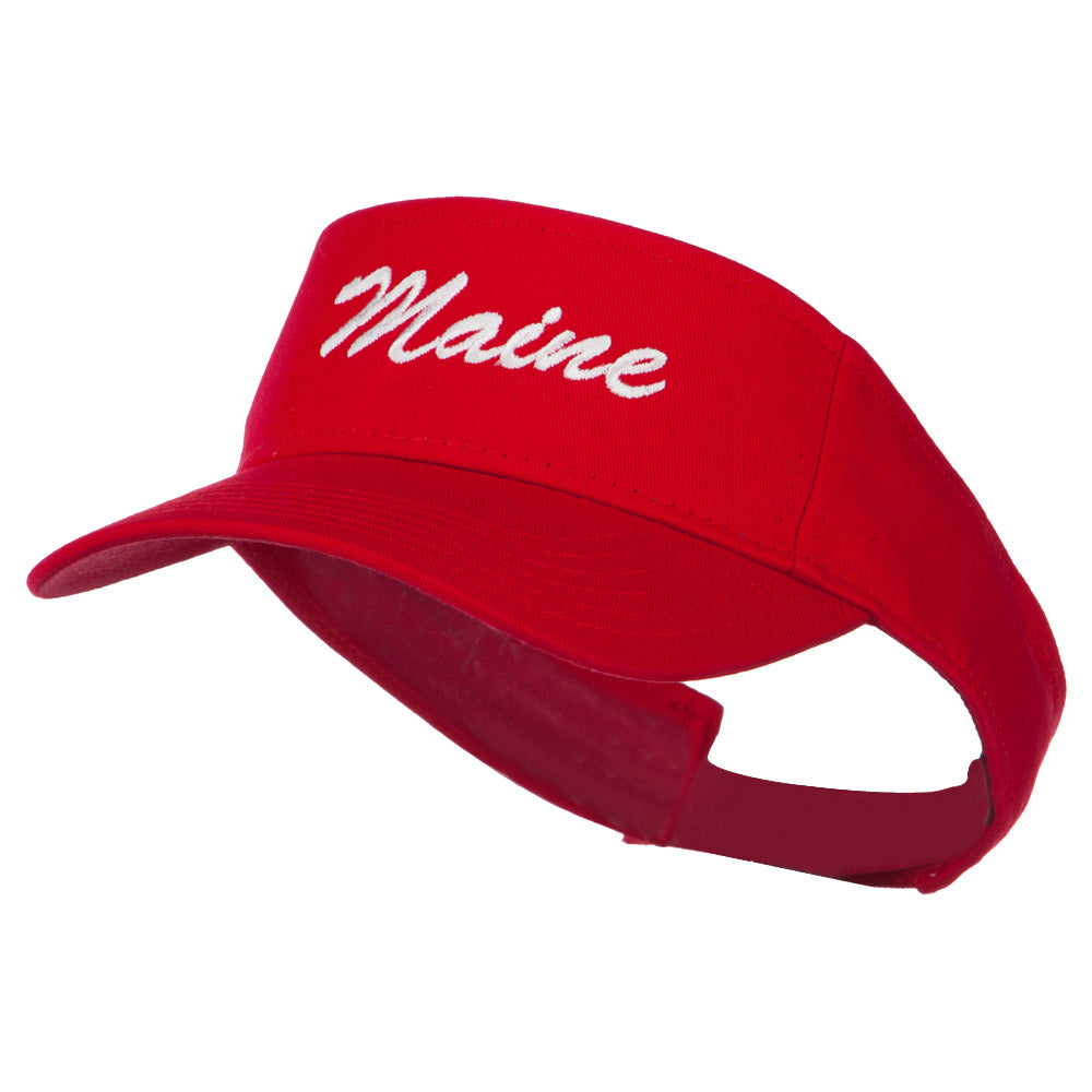 Maine State Embroidered Sun Visor - Red OSFM