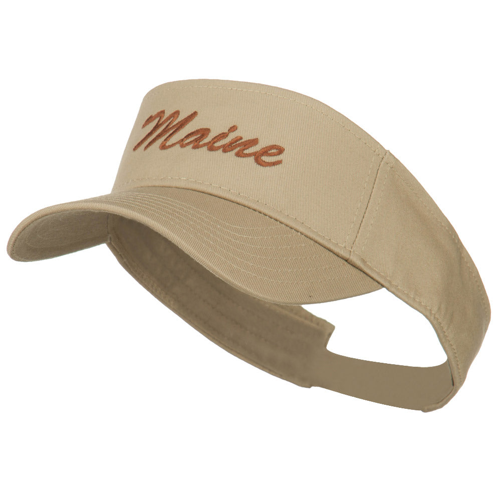 Maine State Embroidered Sun Visor - Khaki OSFM