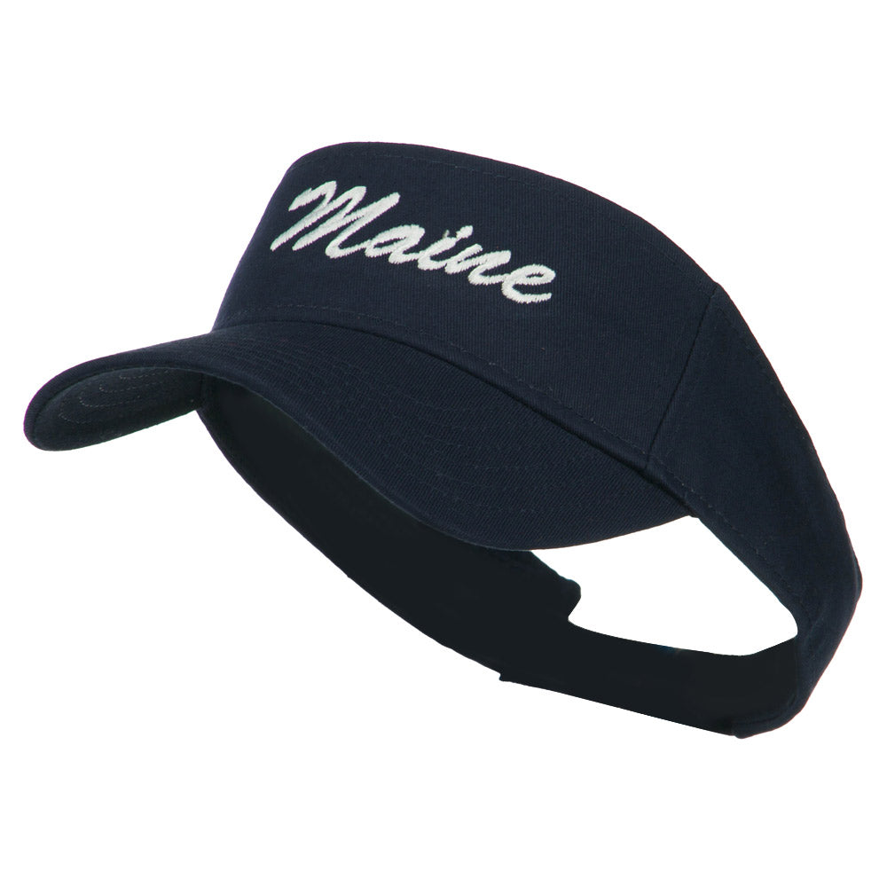 Maine State Embroidered Sun Visor - Navy OSFM