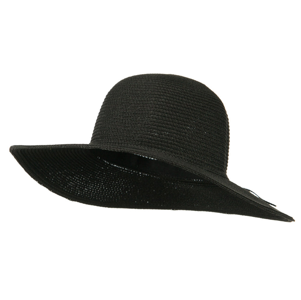 Paper Braid Flat Brim Self Tie Hat - Black OSFM