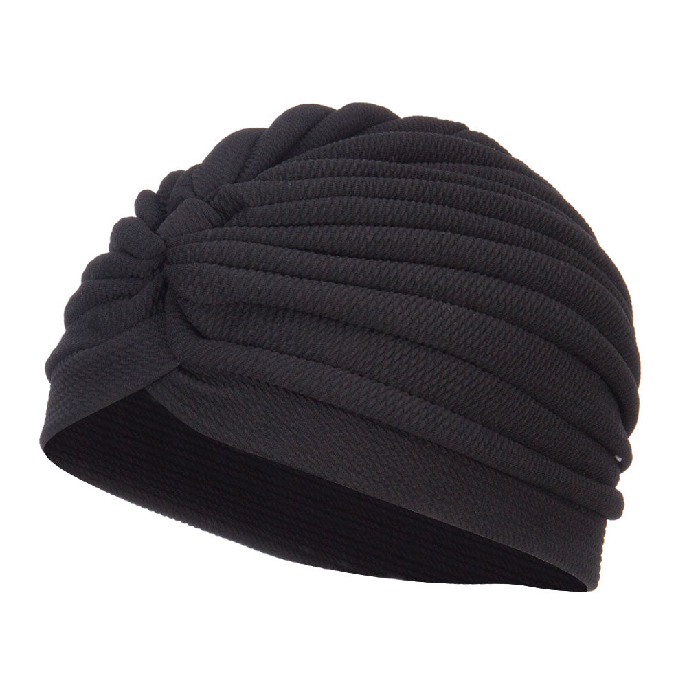 Women&#039;s Solid Turban Hat - Black OSFM