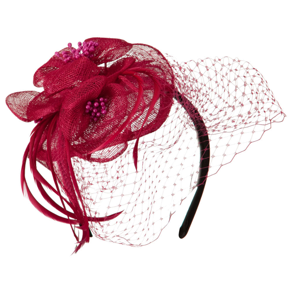 Sinamay Tear Drop Cocktail Hat - Fuchsia OSFM