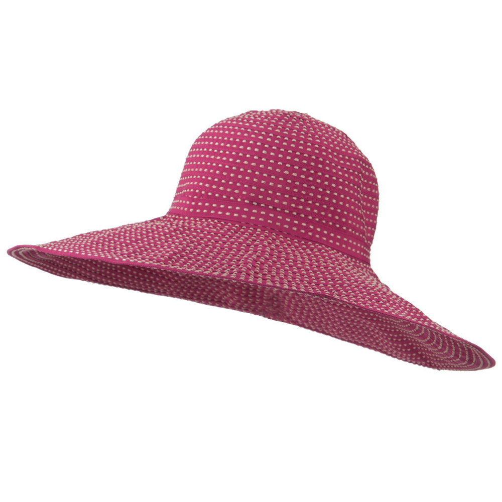 Stitching Ribbon 6 Inch Brim Self Tie Hat - Fuchsia OSFM