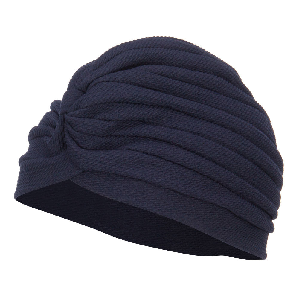 Women&#039;s Solid Turban Hat - Navy OSFM