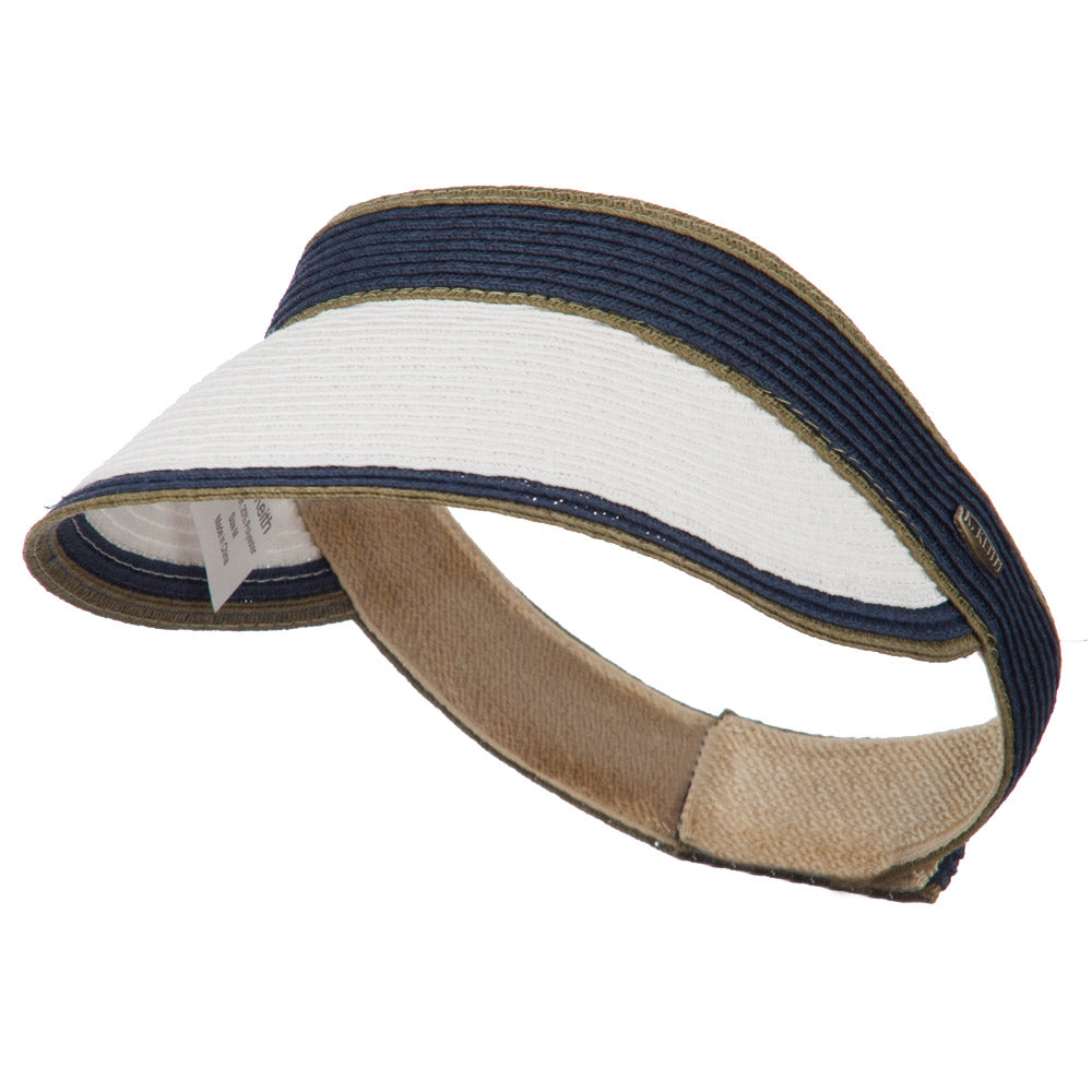 UPF 50+ Solid Toyo Paper Braid Adjustable Visor - White Black OSFM