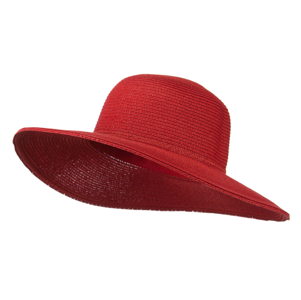 Paper Braid Flat Brim Self Tie Hat - Red OSFM