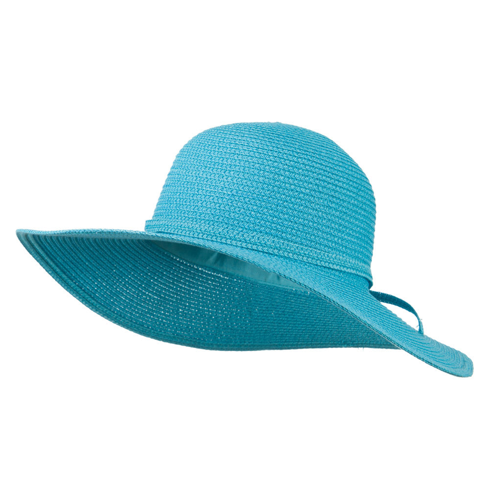 Paper Braid Flat Brim Self Tie Hat - Turquoise OSFM