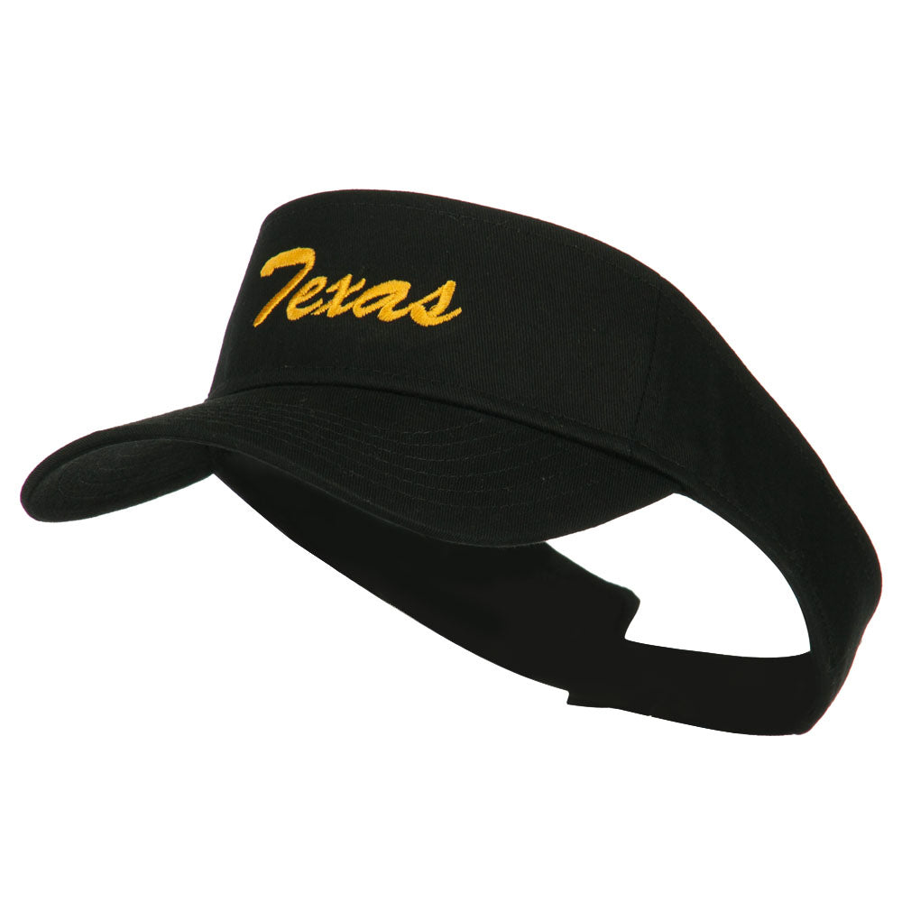 Texas State Embroidered Cotton Twill Sun Visor - Black OSFM