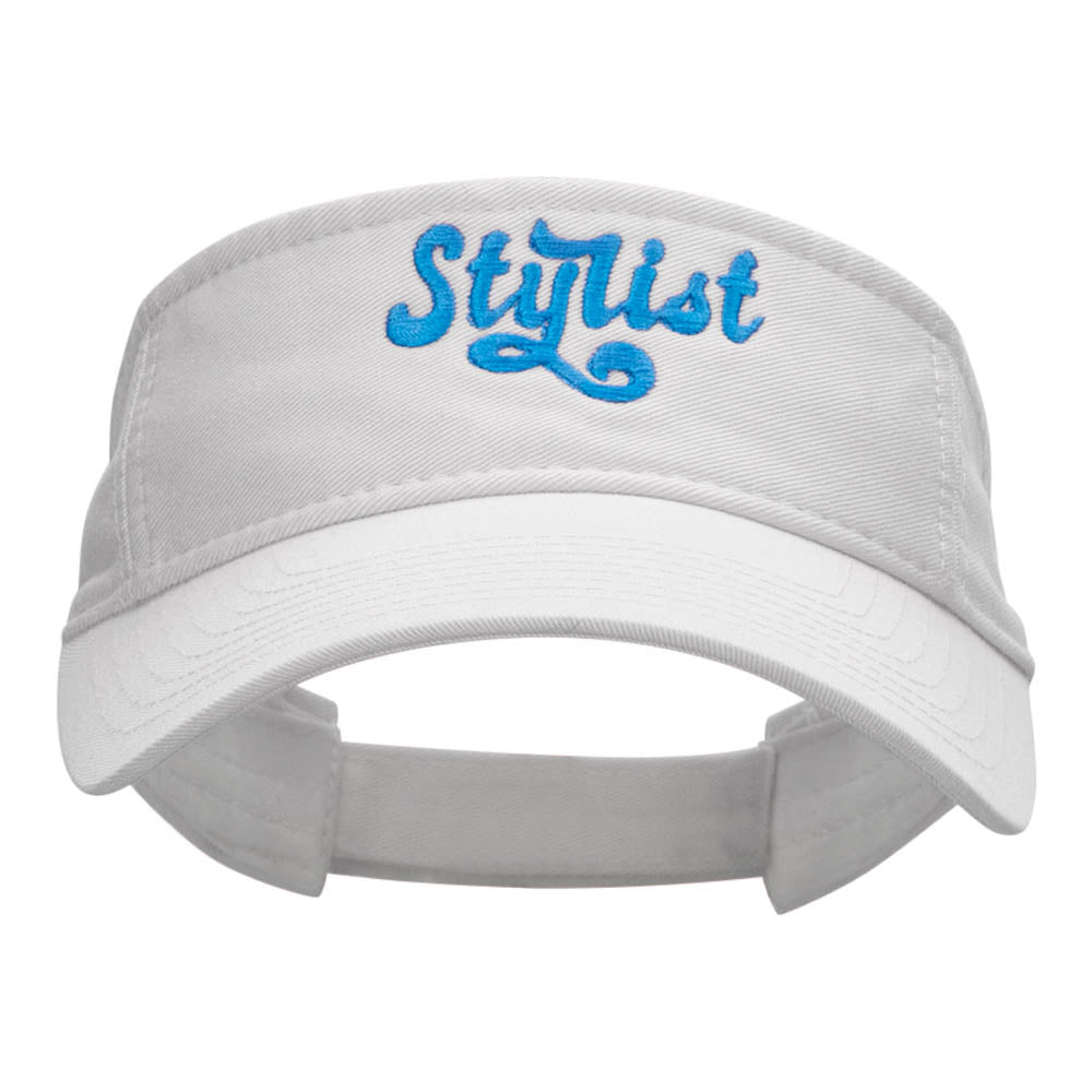 The Stylist Embroidered Cotton Twill Visor - White OSFM