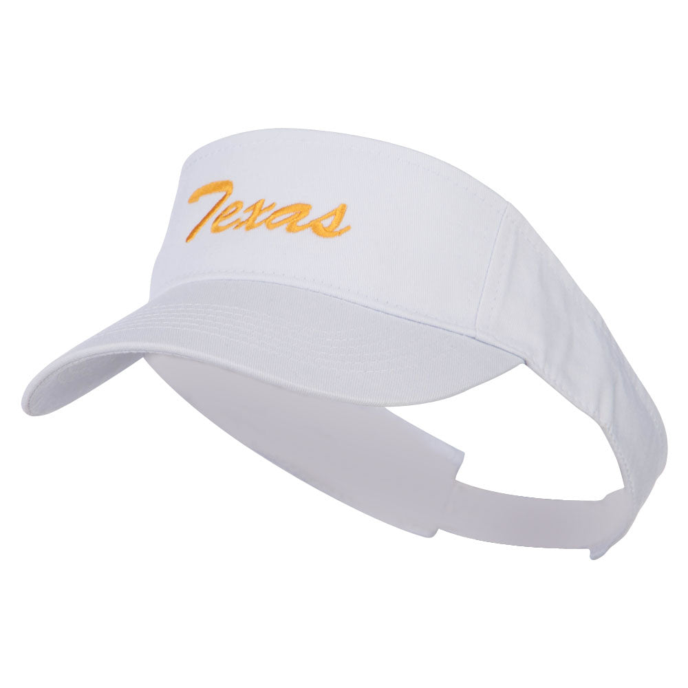 Texas State Embroidered Cotton Twill Sun Visor - White OSFM