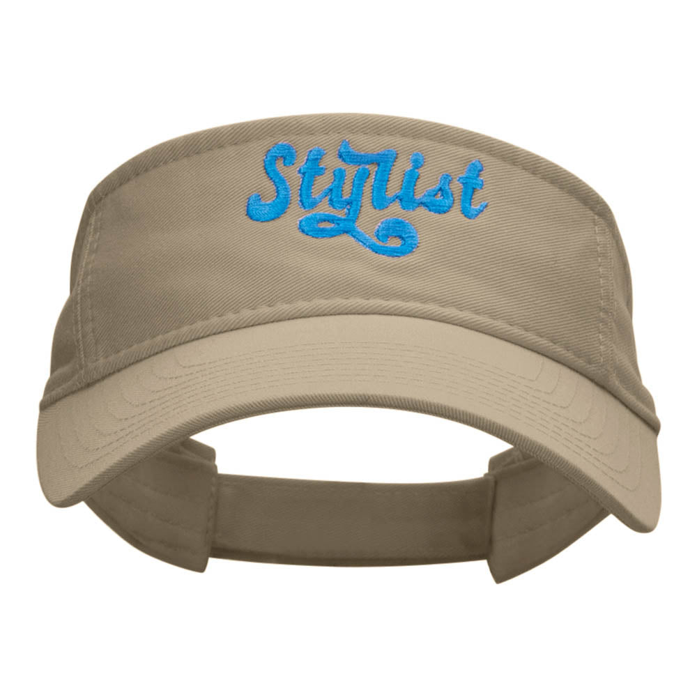 The Stylist Embroidered Cotton Twill Visor - Khaki OSFM