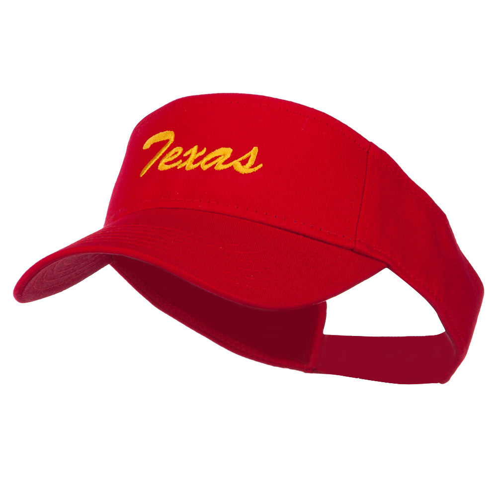 Texas State Embroidered Cotton Twill Sun Visor - Red OSFM