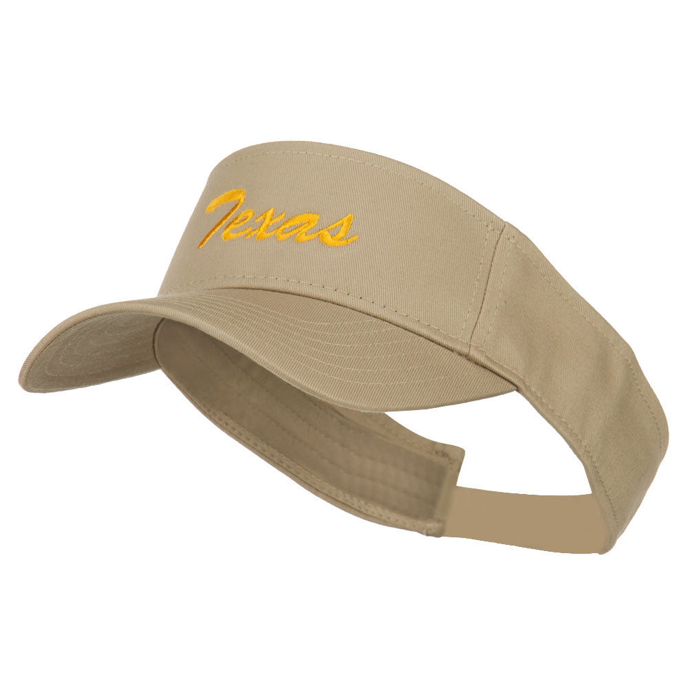 Texas State Embroidered Cotton Twill Sun Visor - Khaki OSFM