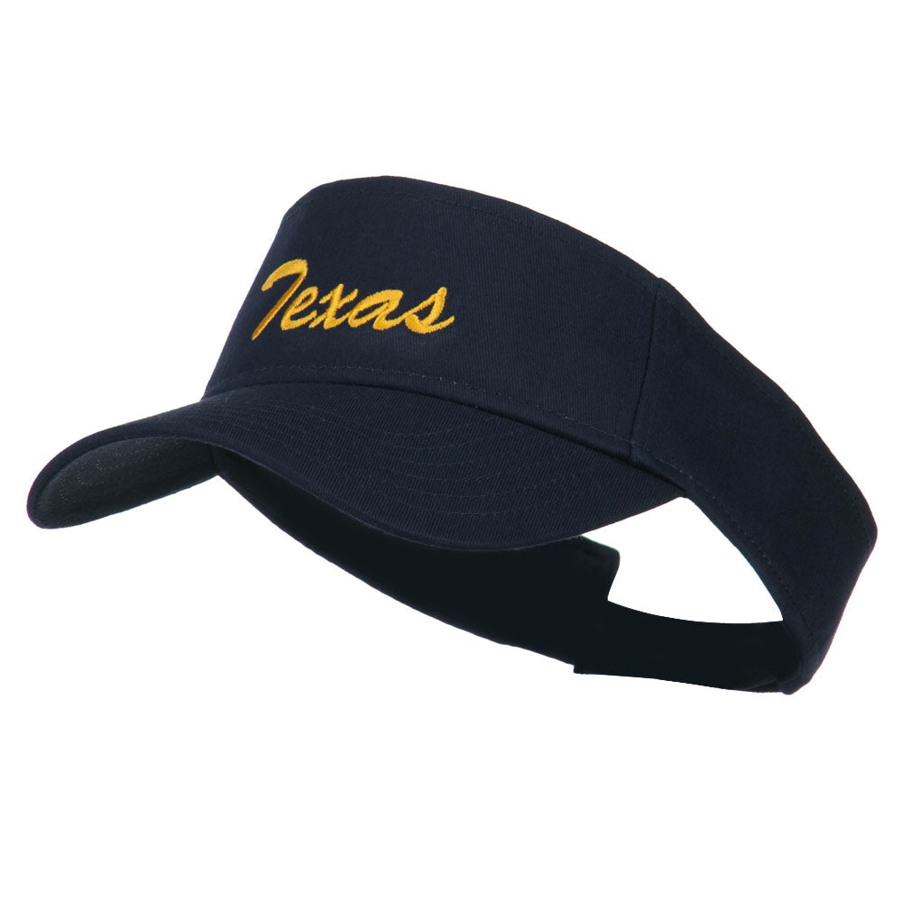 Texas State Embroidered Cotton Twill Sun Visor - Navy OSFM