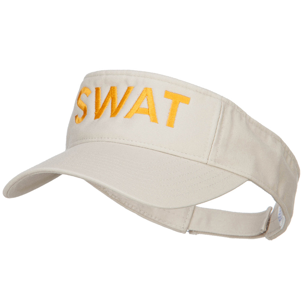 SWAT Embroidered Cotton Washed Visor - Stone OSFM