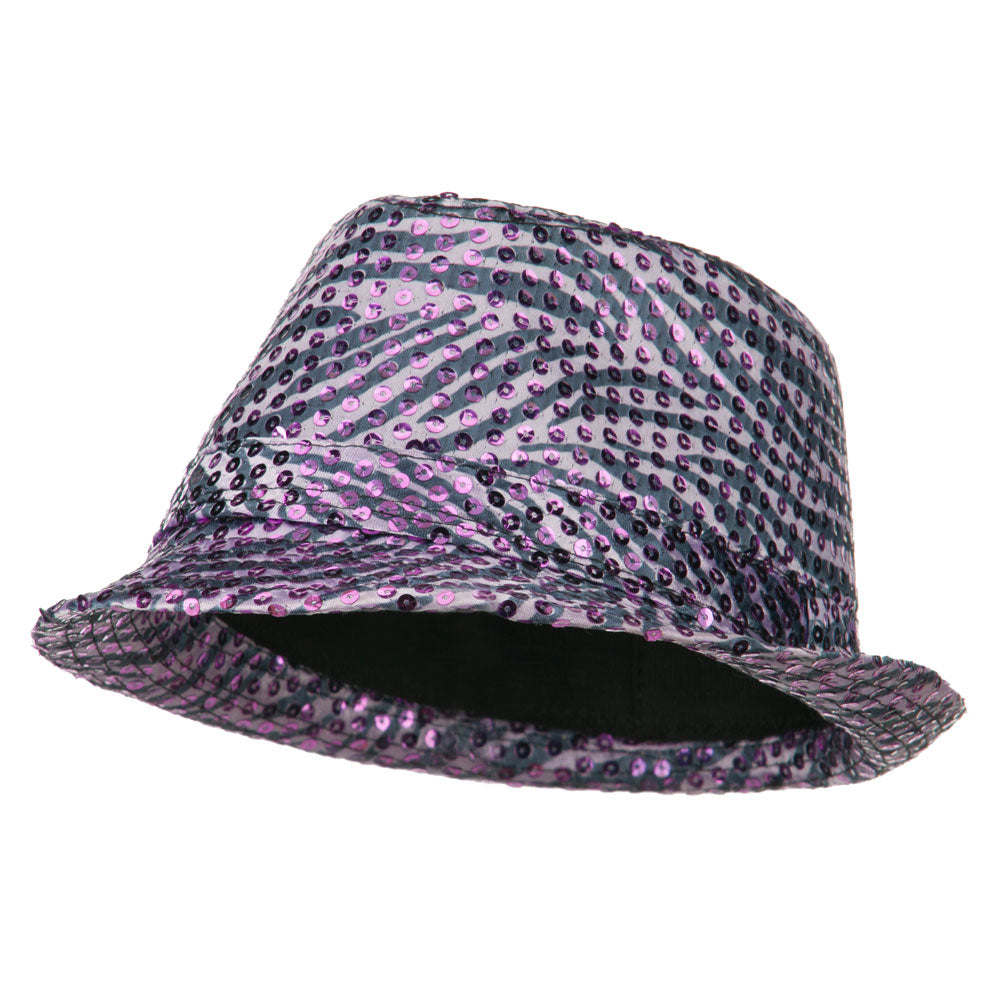 Sequin Zebra Fedora - Purple OSFM