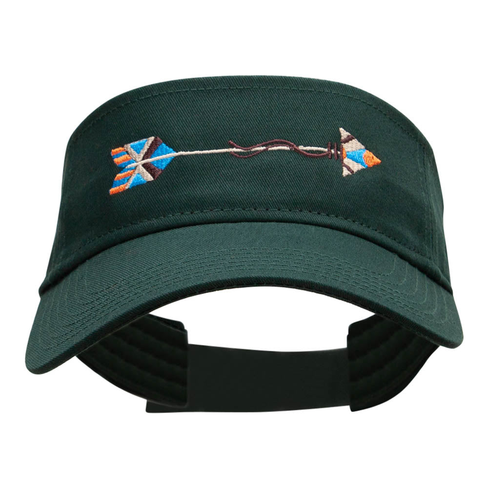 Tribal Arrow Embroidered Cotton Twill Visor - Dark Green OSFM