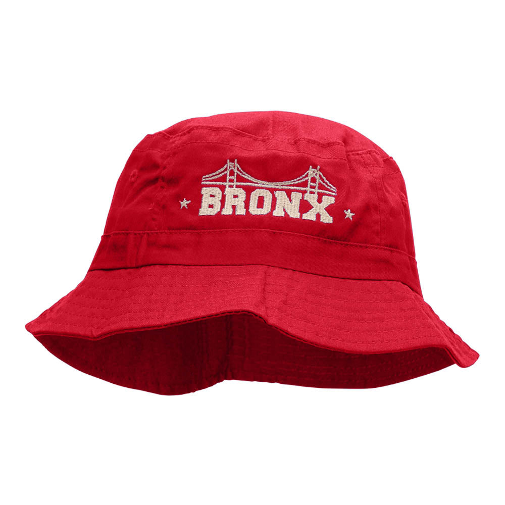 The Bronx Embroidered Bucket Hat - Red OSFM