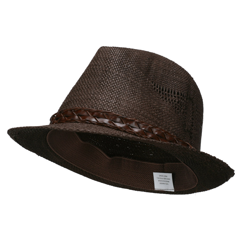 Men&#039;s Tribal Design Woven Fedora - Chocolate OSFM