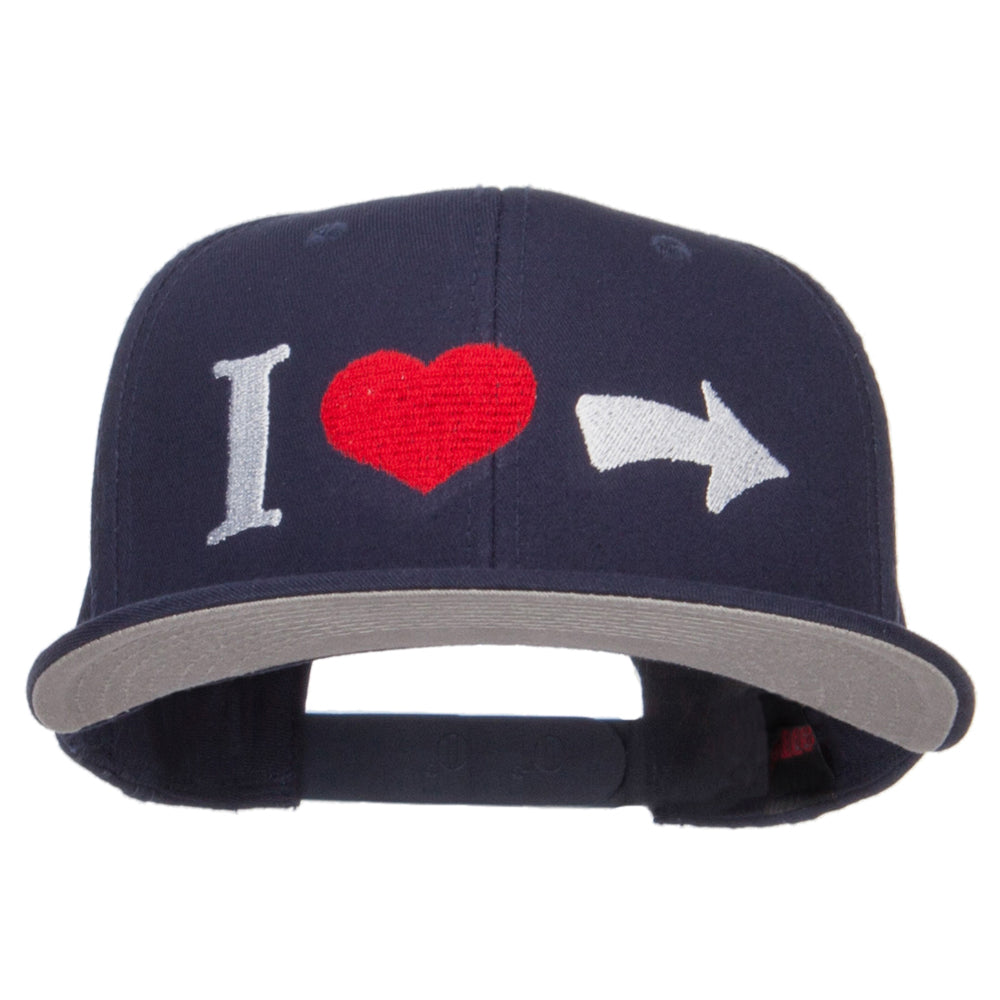 I Heart Right Embroidered Cotton Snapback - Navy OSFM