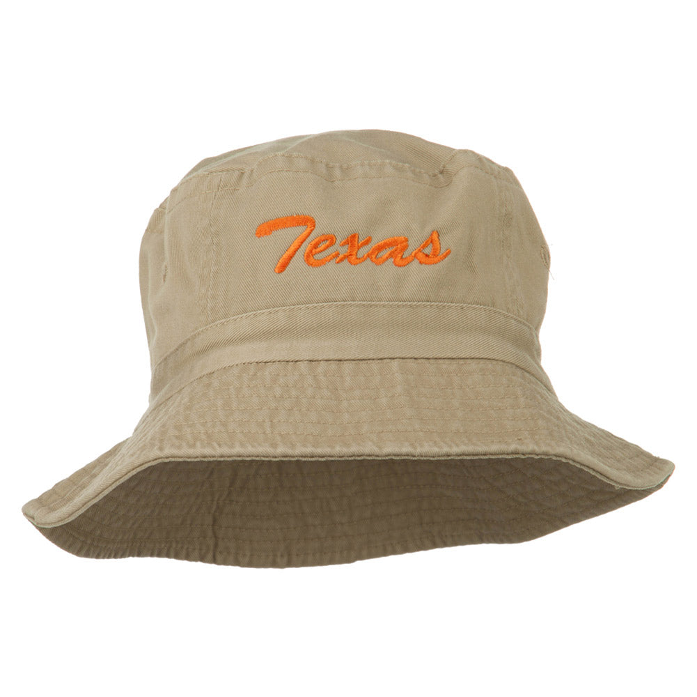 Texas Embroidered Pigment Dyed Bucket Hat - Khaki OSFM