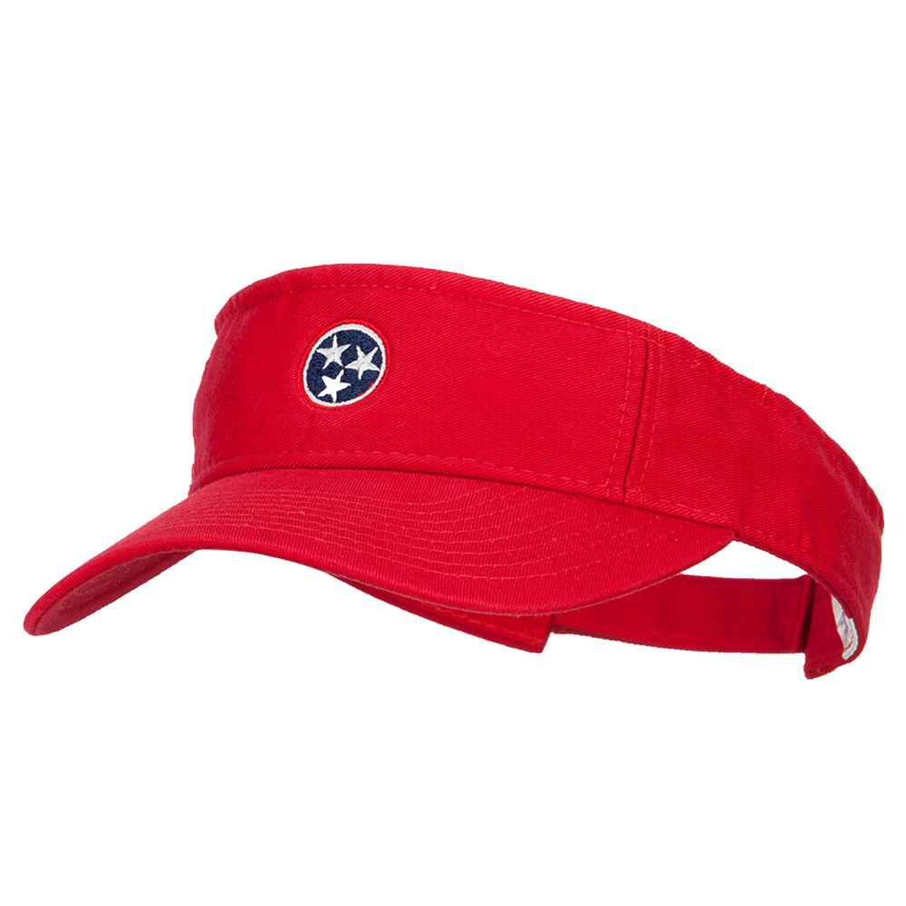 Tennessee Flag Logo Embroidered Pro Style Cotton Washed Visor - Red OSFM