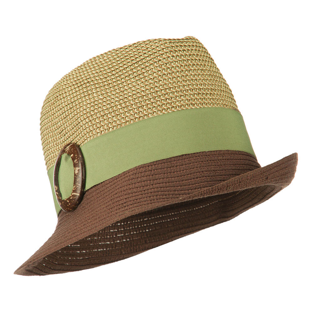 UPF 50+ Two Toned Tweed Fedora - Brown OSFM