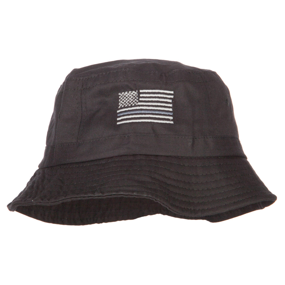 Thin Grey Line USA Flag Embroidered Bucket Hat - Black OSFM