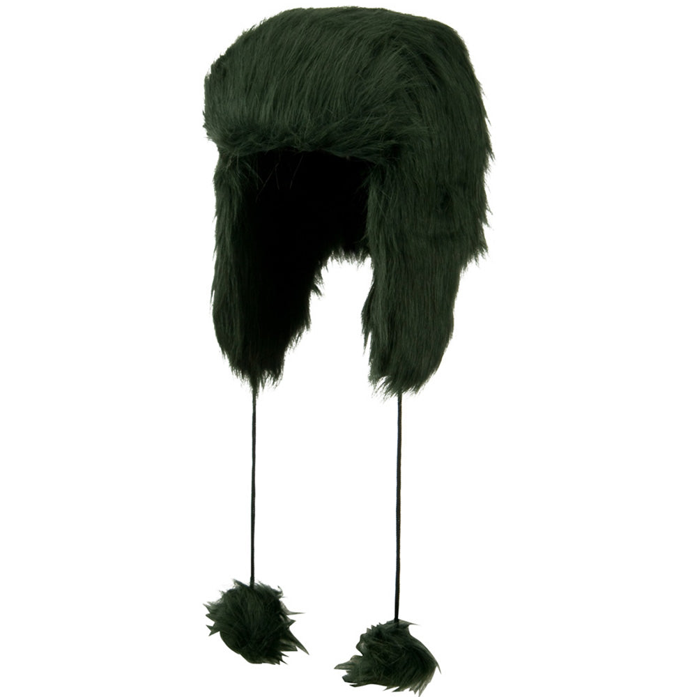 Woman&#039;s Faux Fur Pom Pom Trooper Hat - Green OSFM