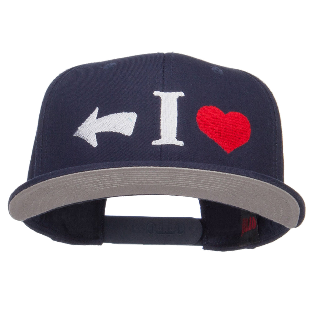 I Heart Left Embroidered Cotton Snapback - Navy OSFM