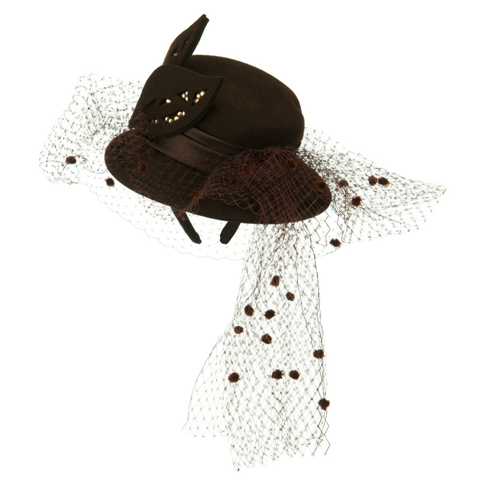 Mini Top Hat Style Fascinator - Brown OSFM