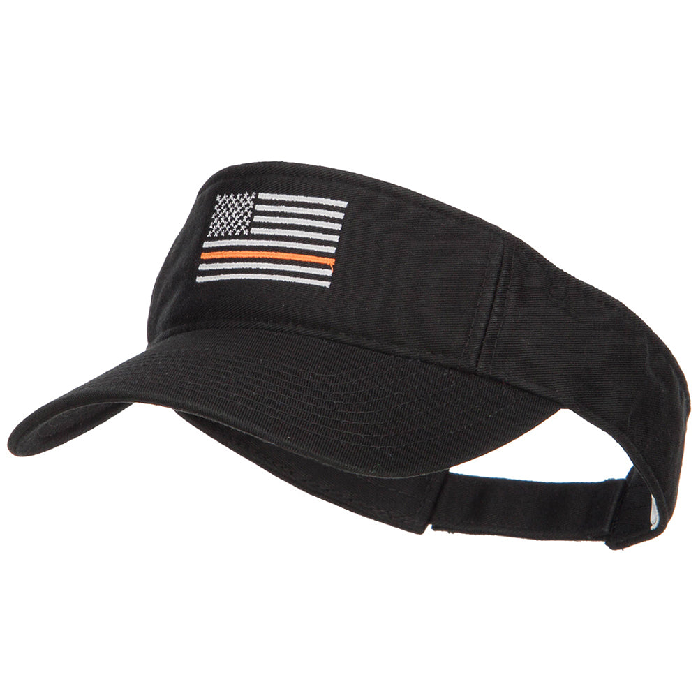 Thin Orange Line American Flag Embroidered Visor - Black OSFM