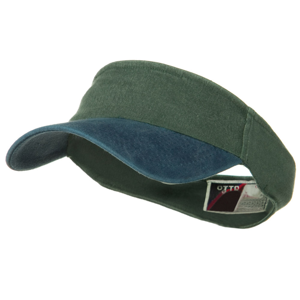 Two Tone Washed Pigment Dyed Flex Sun Visor - Navy Green OSFM