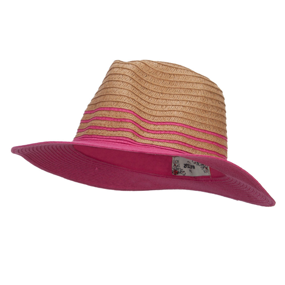 Two Tone Panama Hat - Fuchsia OSFM