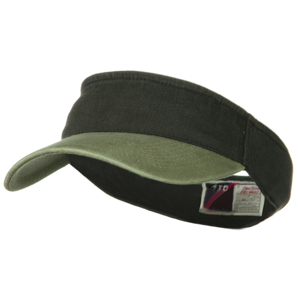 Two Tone Washed Pigment Dyed Flex Sun Visor - Khaki Black OSFM