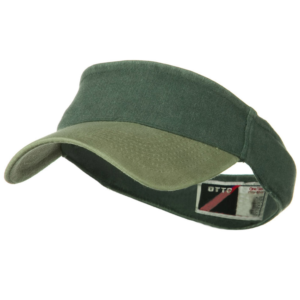 Two Tone Washed Pigment Dyed Flex Sun Visor - Khaki Green OSFM